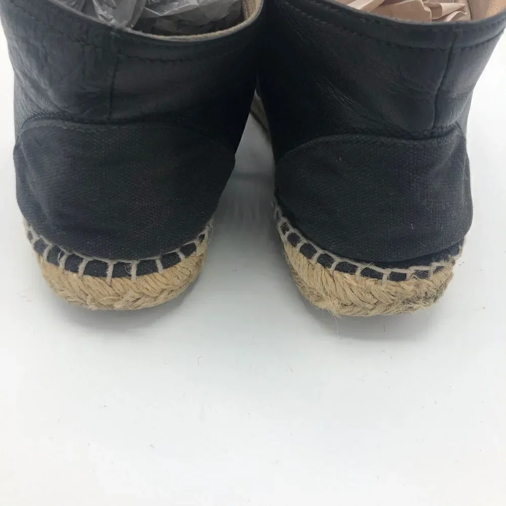 Chanel Black Leather Espadrilles High Top Sneakers CC‎
